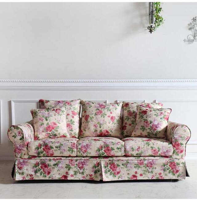 ソファ,3人掛け,ローズ,クラシック,布製