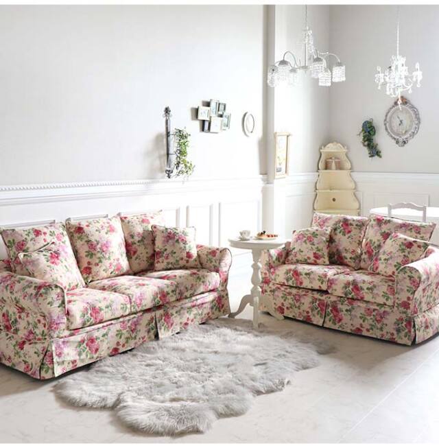 ソファ,2人掛け,ローズ,クラシック,布製