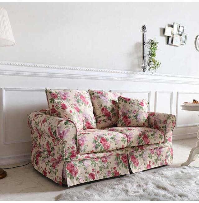 ソファ,2人掛け,ローズ,クラシック,布製