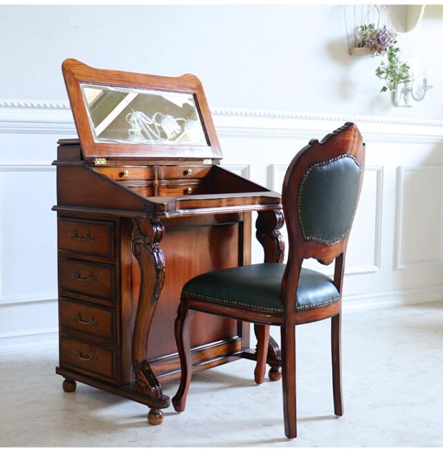 三越家具【ブルージュ】象嵌 ライティングビューローデスク  