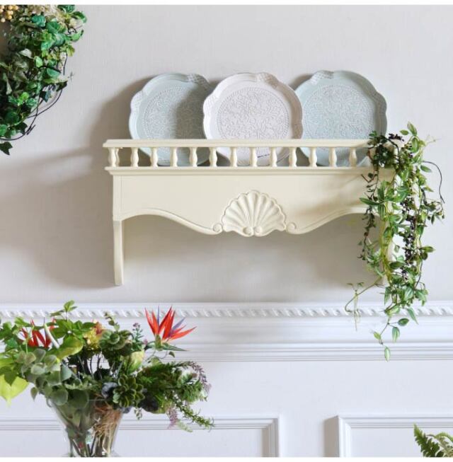 ウォールラック 壁掛け収納 アイボリー｜高級マホガニー家具VENECHIA