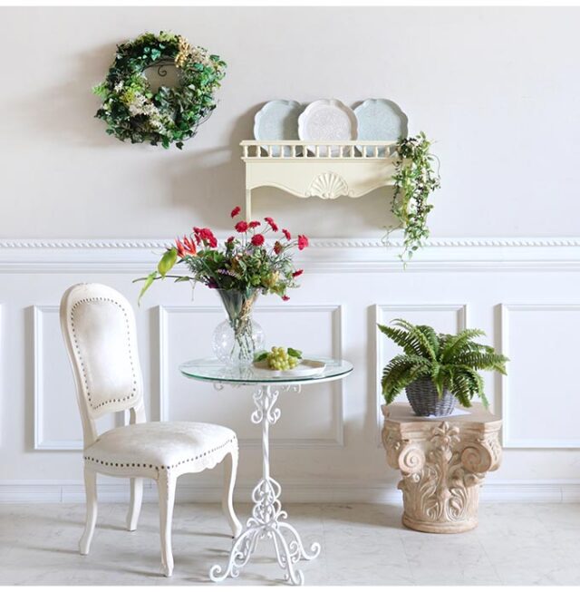 ウォールラック 壁掛け収納 アイボリー｜高級マホガニー家具VENECHIA  