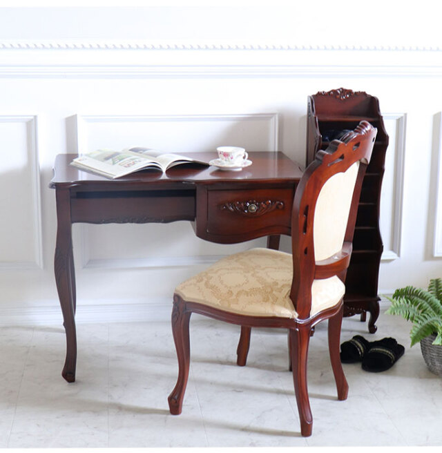 デスク,幅90cm,ブラウン,ヨーロピアンクラシック
