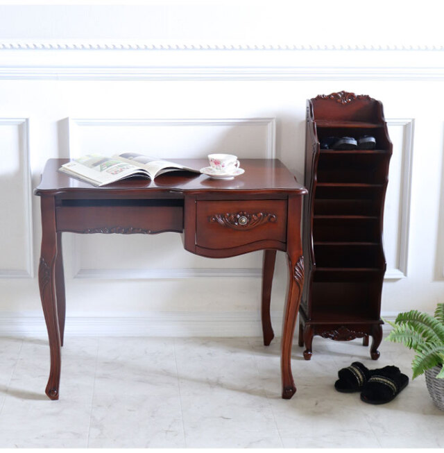 デスク,幅90cm,ブラウン,ヨーロピアンクラシック