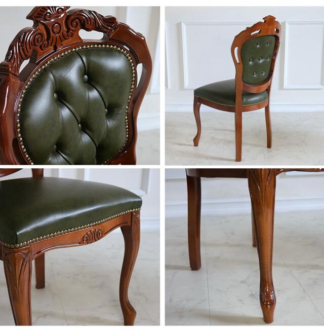 ダイニングチェア,イタリア製,本革,レザー,グリーン