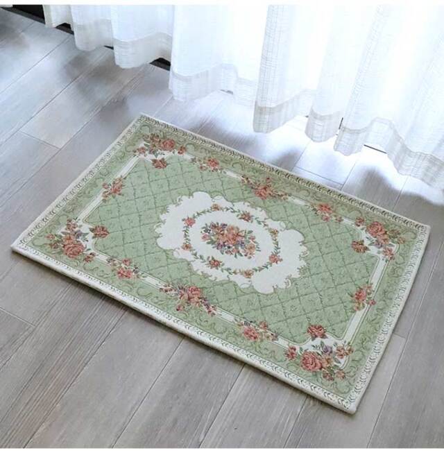 ラグ,ラグマット,90×60cm,ローズ,グリーン