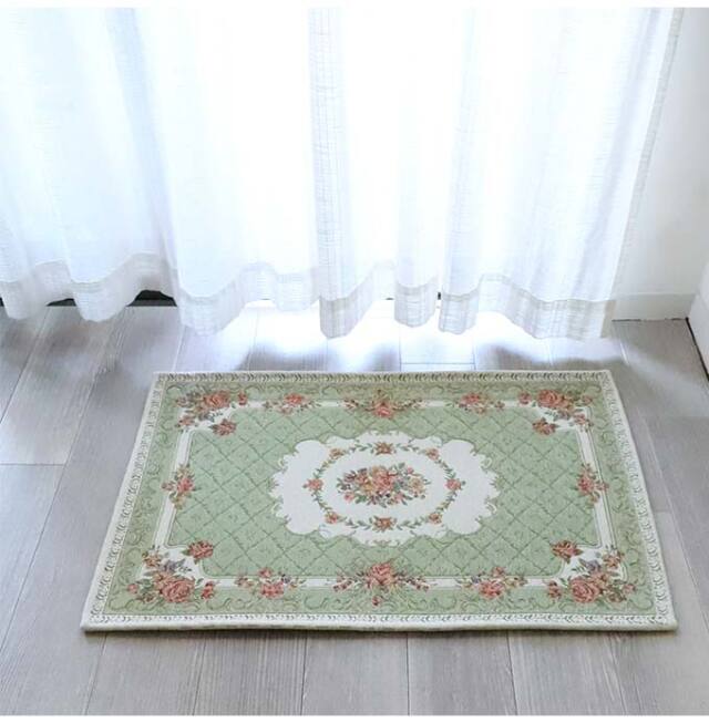 ラグ,ラグマット,80×50cm,ローズ,グリーン