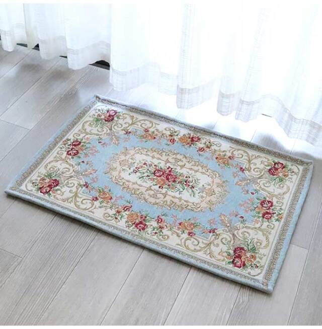 ラグ,ラグマット,90×60cm,ローズ,ブルー