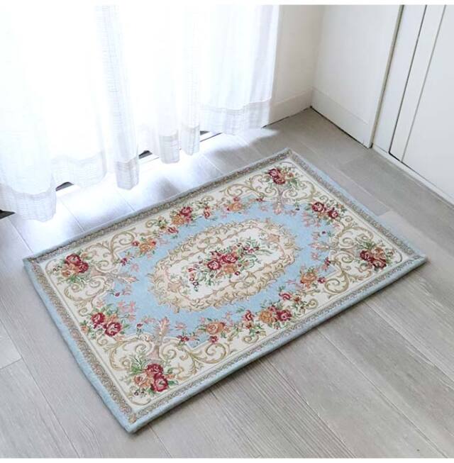 ラグ,ラグマット,90×60cm,ローズ,ブルー