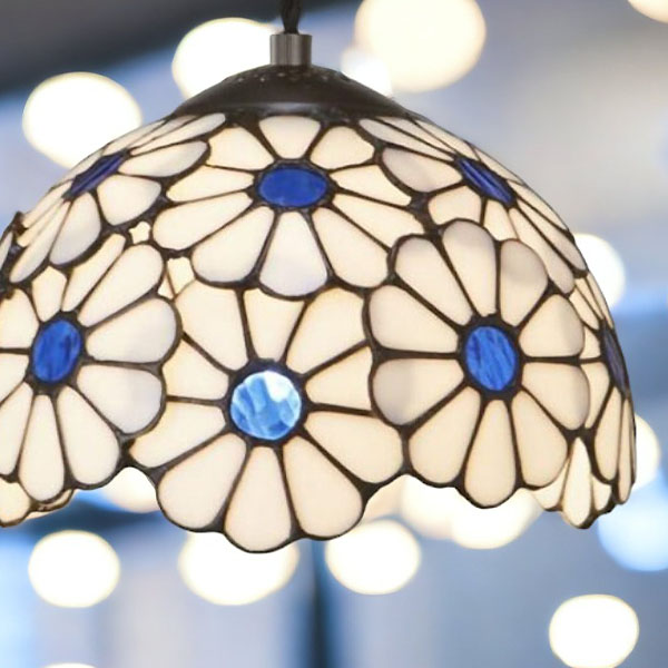 ステンドガラスランプ ペンダントライト レイラ ブルー｜おしゃれ