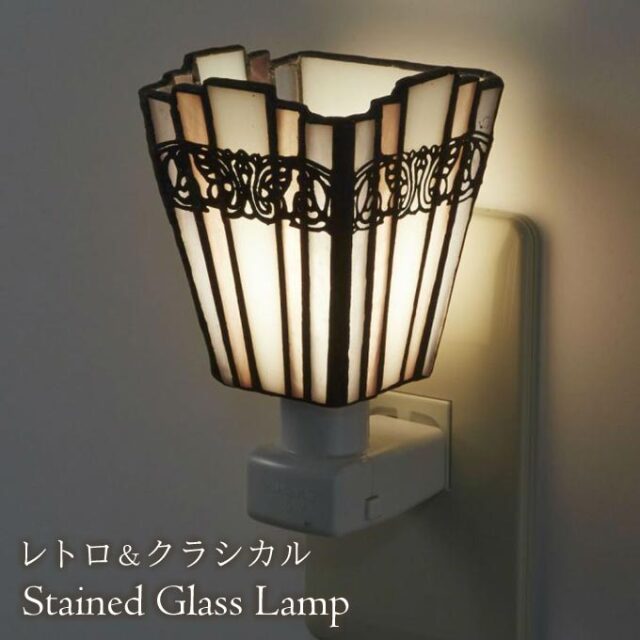 フットランプ,ステンドガラス,LED,シンシア,ホワイト