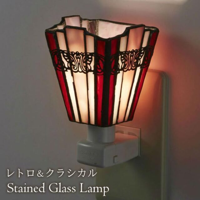 フットランプ,ステンドガラス,LED,シンシア,ピンク