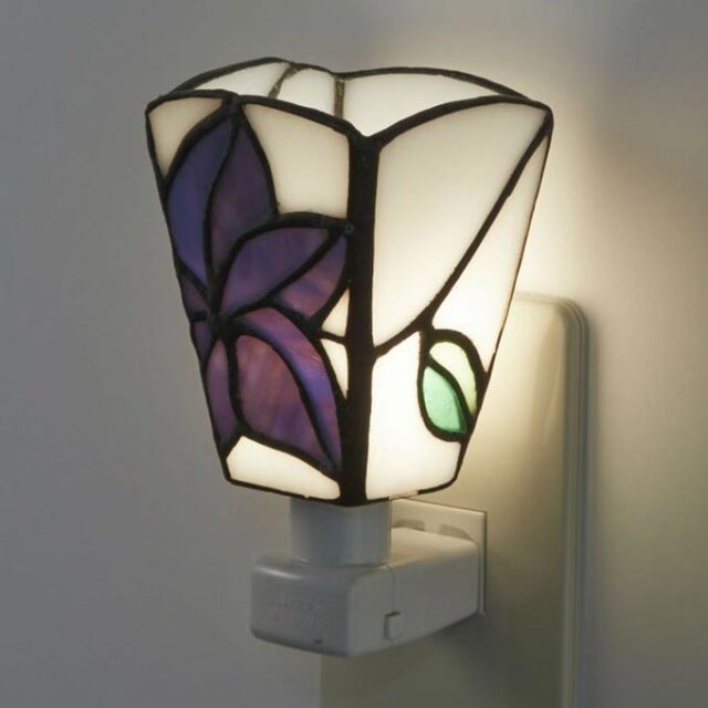 フットランプ,ステンドガラス,LED,クレマティス