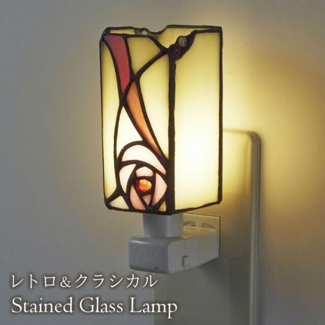 フットランプ,ステンドガラス,LED,マッキントッシュローズ