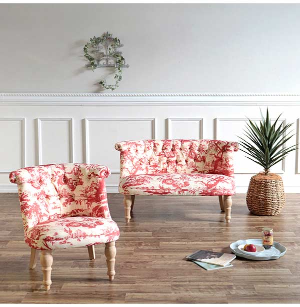 輸入家具 ボヌールチェア ラムズゲイトソファ 一人掛け レッド(赤  