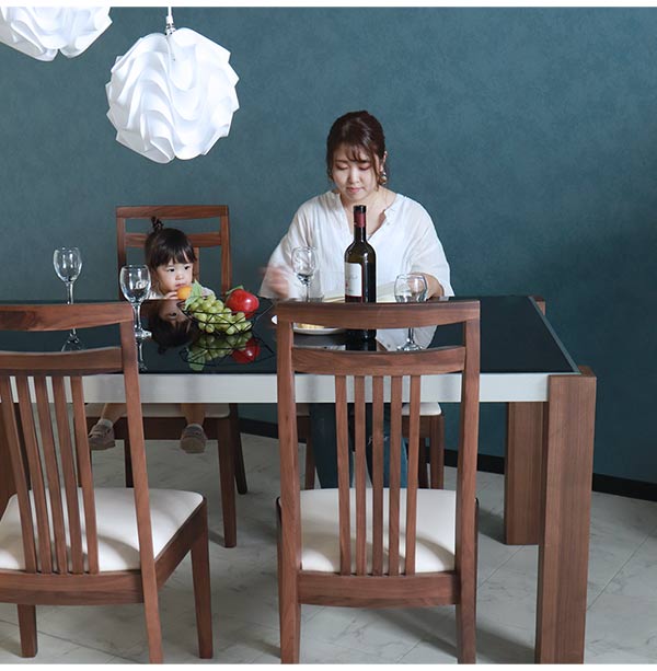 ダイニングテーブルセット,4人掛け,ウォールナット,ガラス