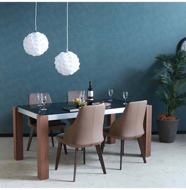 ダイニングテーブルセット,4人掛け,ウォールナット,レザー