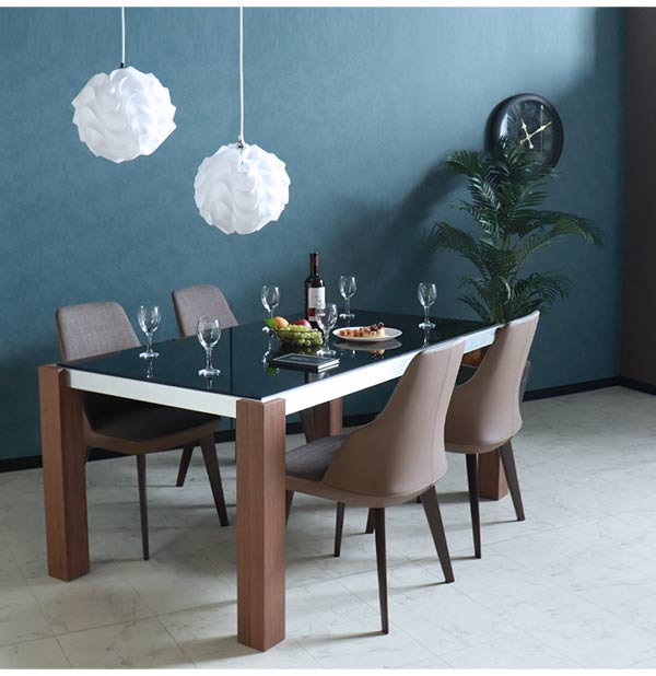 ダイニングテーブルセット,4人掛け,ウォールナット,レザー