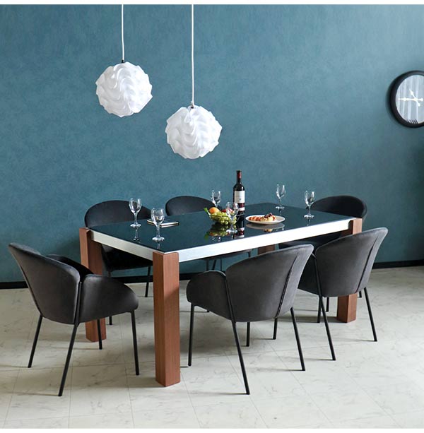 ダイニングテーブルセット,6人掛け,ウォールナット,布製