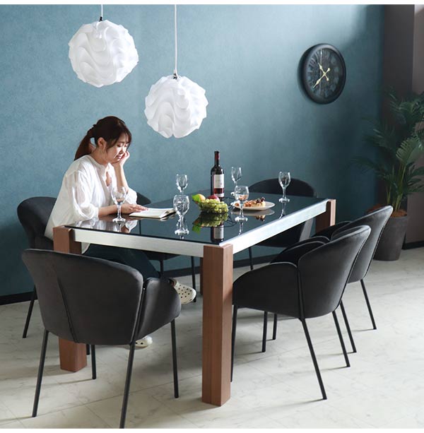 ダイニングテーブルセット,6人掛け,ウォールナット,布製