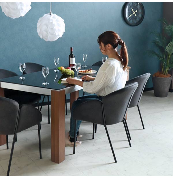 ダイニングテーブルセット,6人掛け,ウォールナット,布製