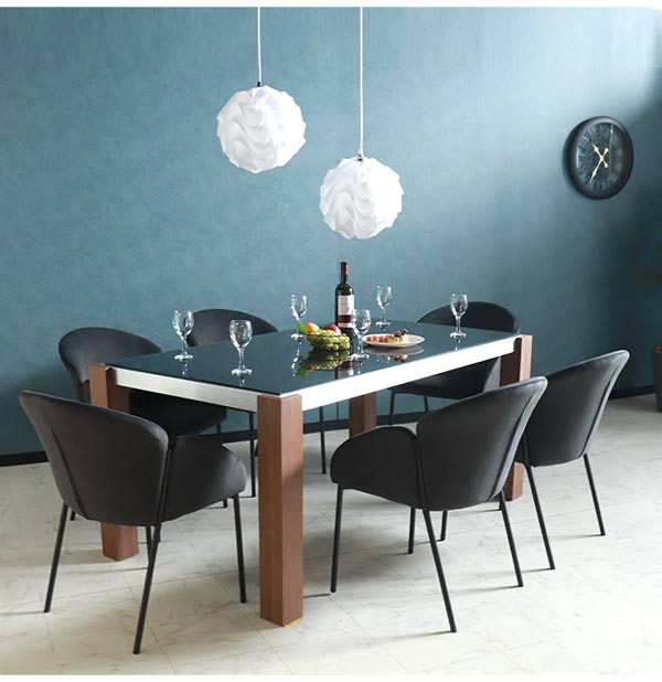 ダイニングテーブルセット,6人掛け,ウォールナット,布製