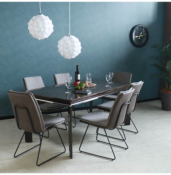 ダイニングテーブルセット,6人掛け,スモークオーク,レザー