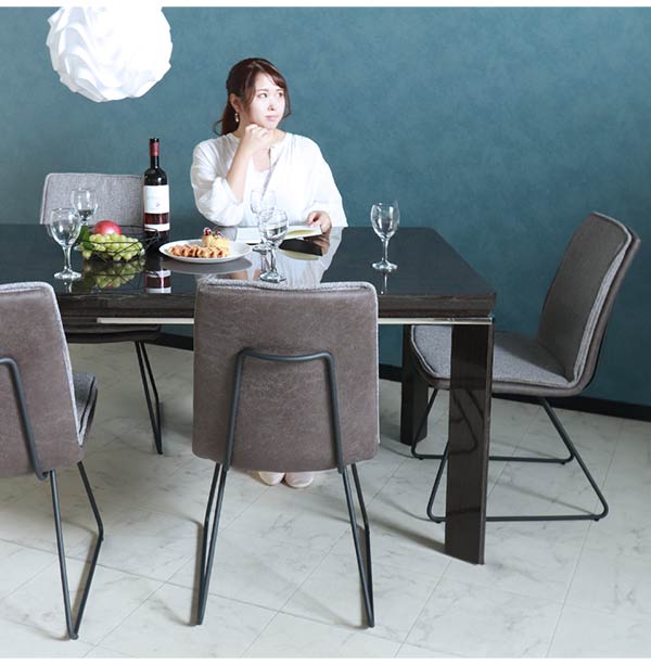 ダイニングテーブルセット,6人掛け,スモークオーク,レザー