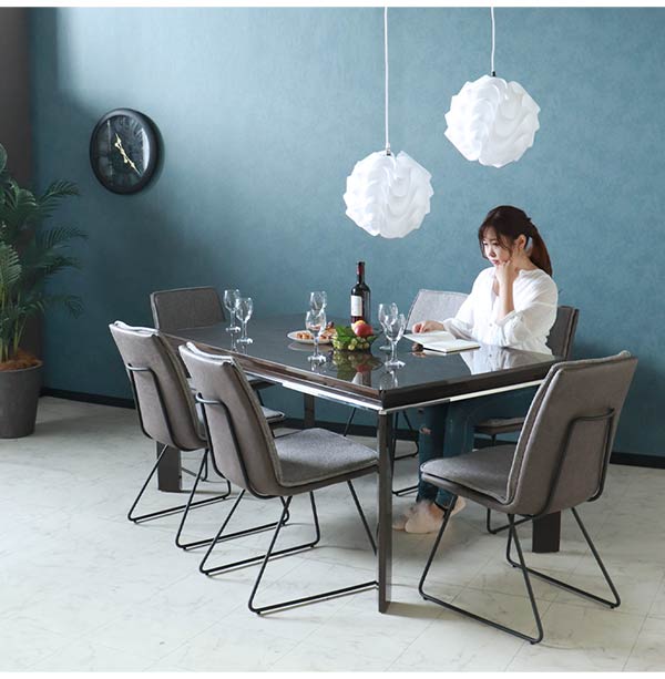 ダイニングテーブルセット,6人掛け,スモークオーク,レザー