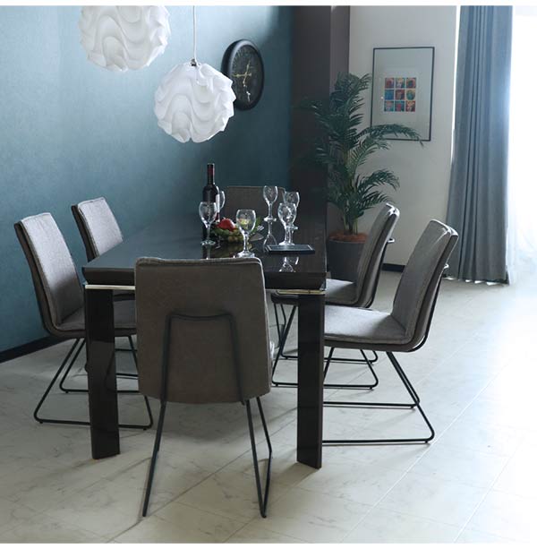 ダイニングテーブルセット,6人掛け,スモークオーク,レザー