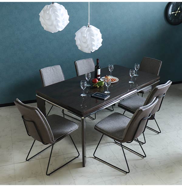 ダイニングテーブルセット,6人掛け,スモークオーク,レザー