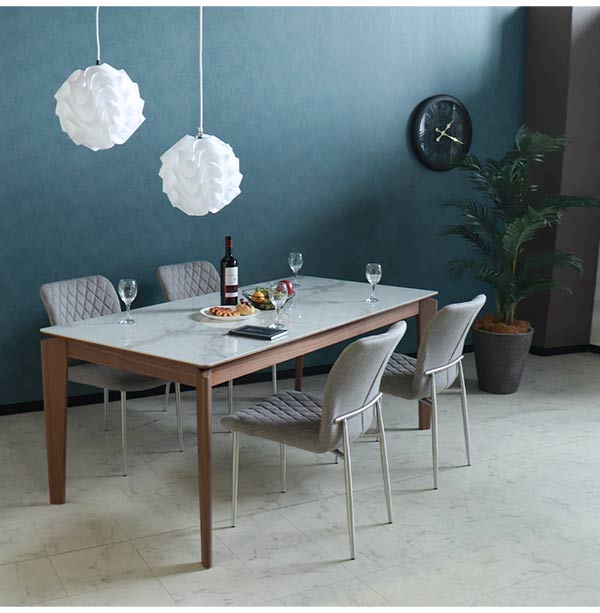 ダイニングテーブルセット,4人掛け,大理石柄,ファブリック