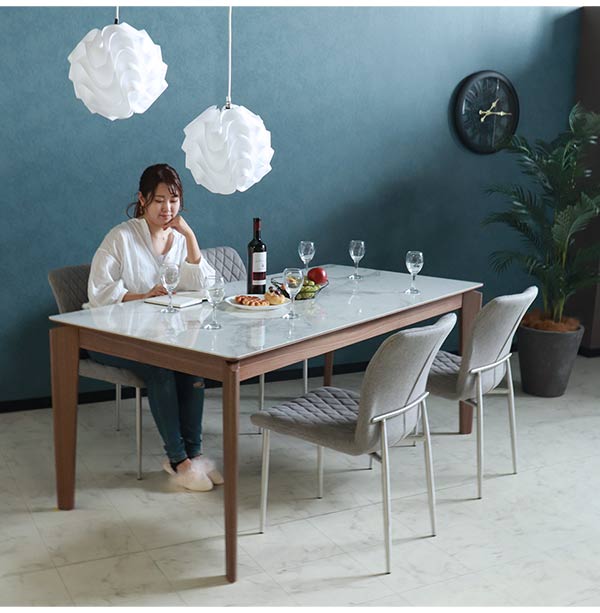 ダイニングテーブルセット,4人掛け,大理石柄,ファブリック