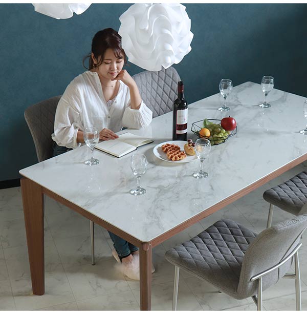 ダイニングテーブルセット,4人掛け,大理石柄,ファブリック