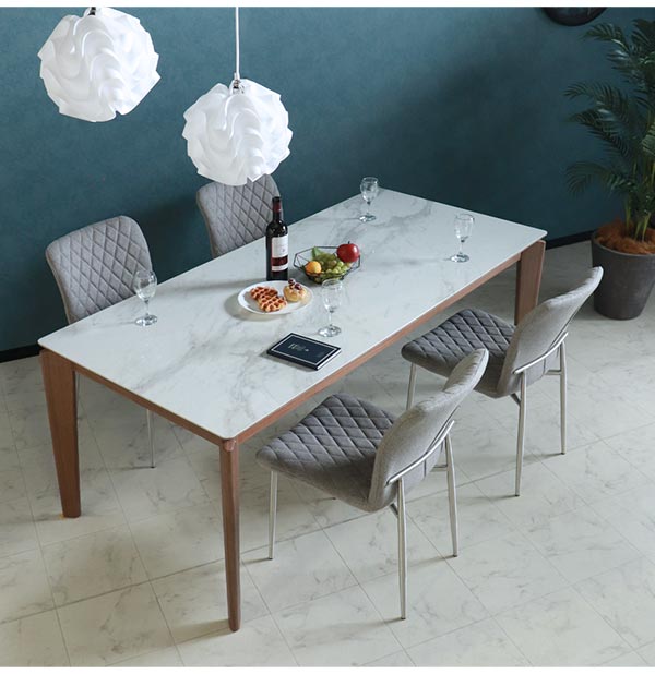 ダイニングテーブルセット,4人掛け,大理石柄,ファブリック