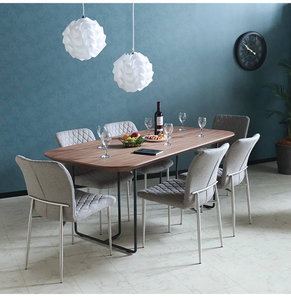 ダイニングテーブルセット,6人掛け,ウォールナット,布製