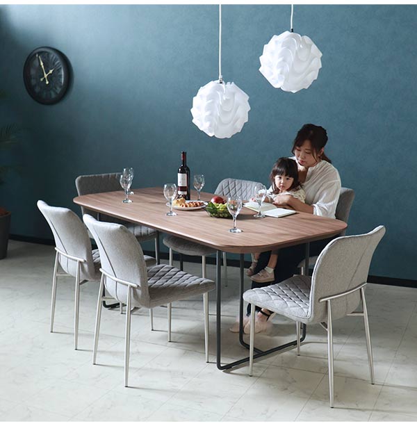 ダイニングテーブルセット,6人掛け,ウォールナット,布製