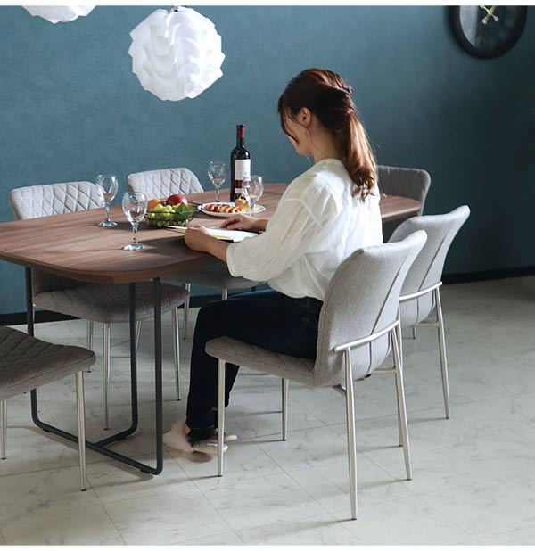 ダイニングテーブルセット,6人掛け,ウォールナット,布製