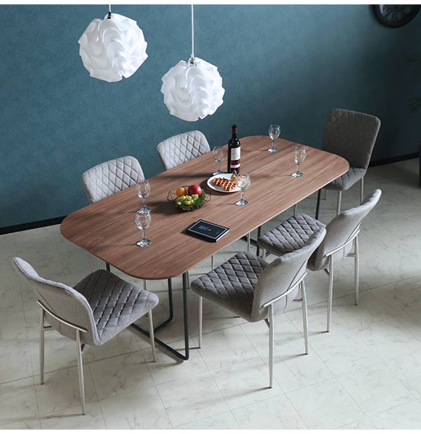 ダイニングテーブルセット,6人掛け,ウォールナット,布製