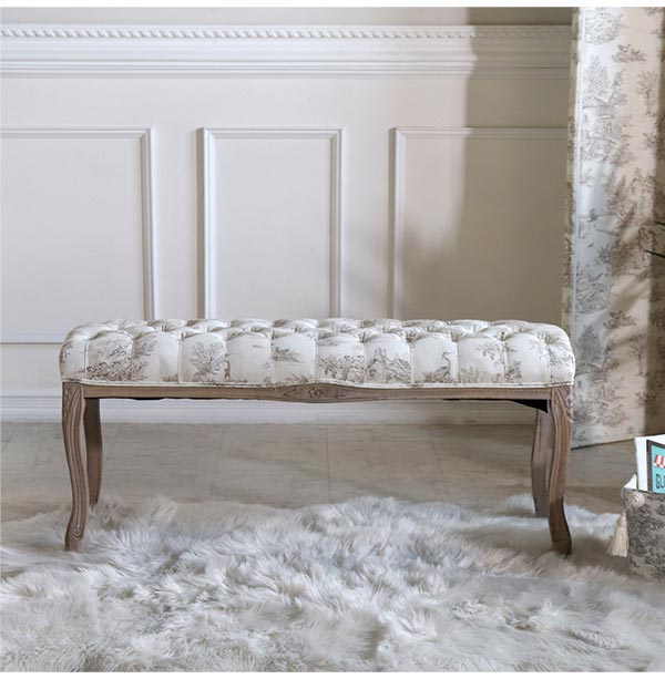 フレンチインテリア ベンチスツール Toile de Jouy｜おしゃれ 