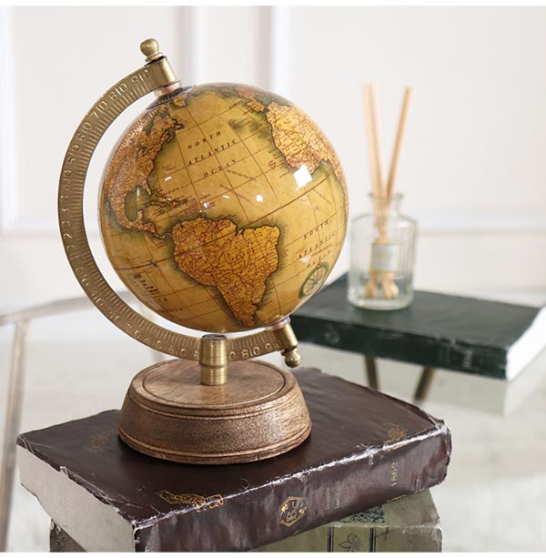 アンティーク風 インテリア地球儀 球径12cm 高さ19cm｜おしゃれ  