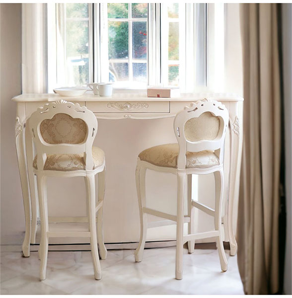 カウンターテーブル,白家具,猫脚,おしゃれ,ホワイトインテリア,輸入家具,ロココ調-4