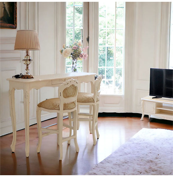 カウンターテーブル,白家具,猫脚,おしゃれ,ホワイトインテリア,輸入家具,ロココ調-7