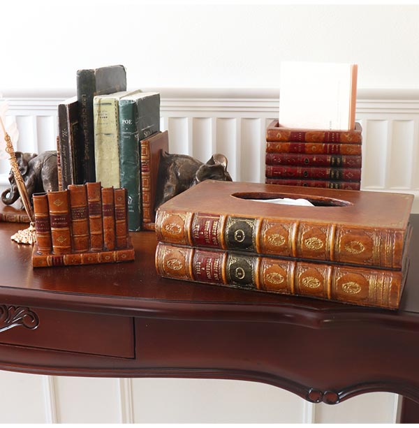 イギリス製 アンティーク風 ブック型ティッシュボックス