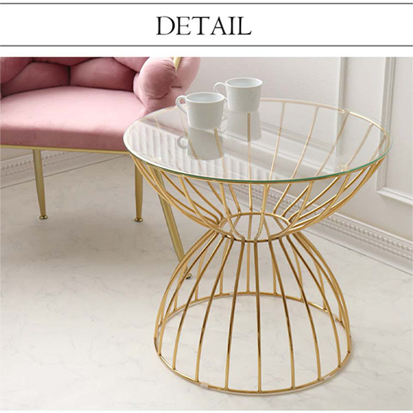 ガラステーブル（ゴールド）アイアンフレーム サイドテーブル おしゃれ  