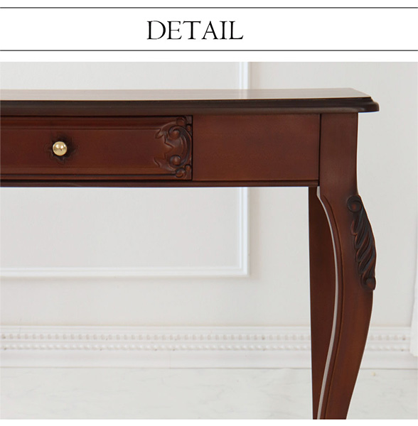 デスク 机 パソコンデスク 輸入家具 アンティーク調 木製 猫脚エミリア