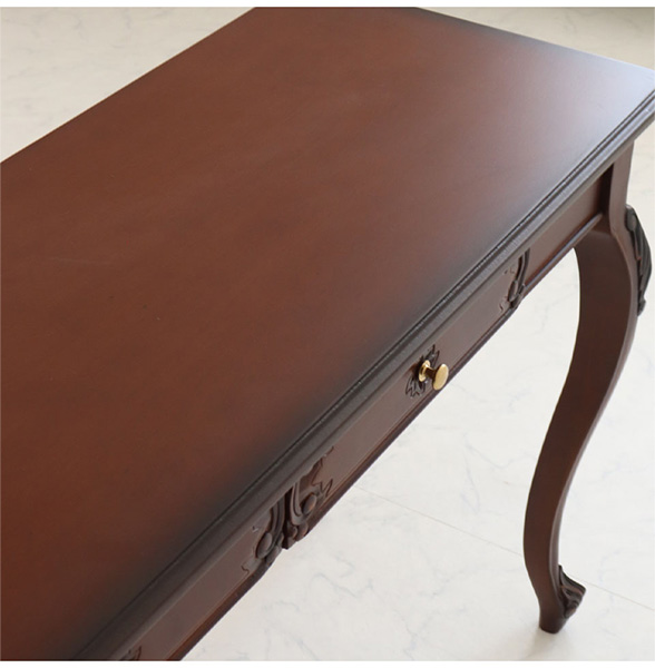 デスク 机 パソコンデスク 輸入家具 アンティーク調 木製 猫脚エミリア