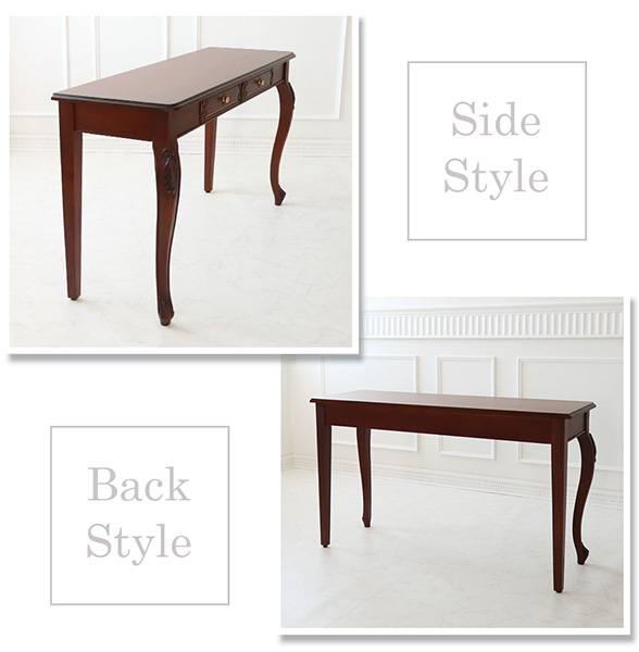 デスク 机 パソコンデスク 輸入家具 アンティーク調 木製 猫脚エミリア