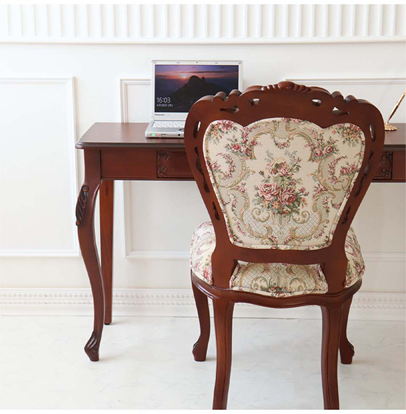 デスク 机 パソコンデスク 輸入家具 アンティーク調 木製 猫脚エミリア