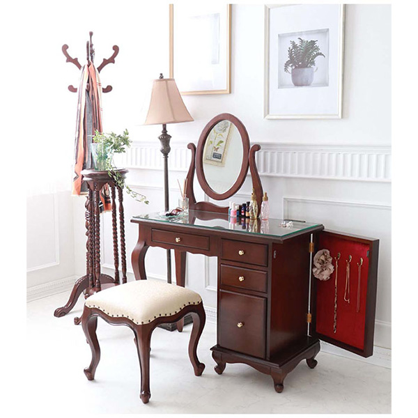 ドレッサー ドレッサーチェスト ジュエリーチェスト コンセント アンティーク ジュエリーボックス付き 輸入家具 スツール付き